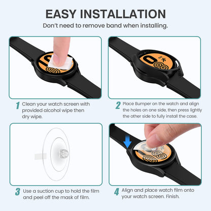 Tensea Protector de Pantalla para Samsung Galaxy Watch (Paquete 4+4 / 40mm)