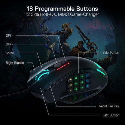 Redragon Ratón para Juegos M908 Impact RGB LED