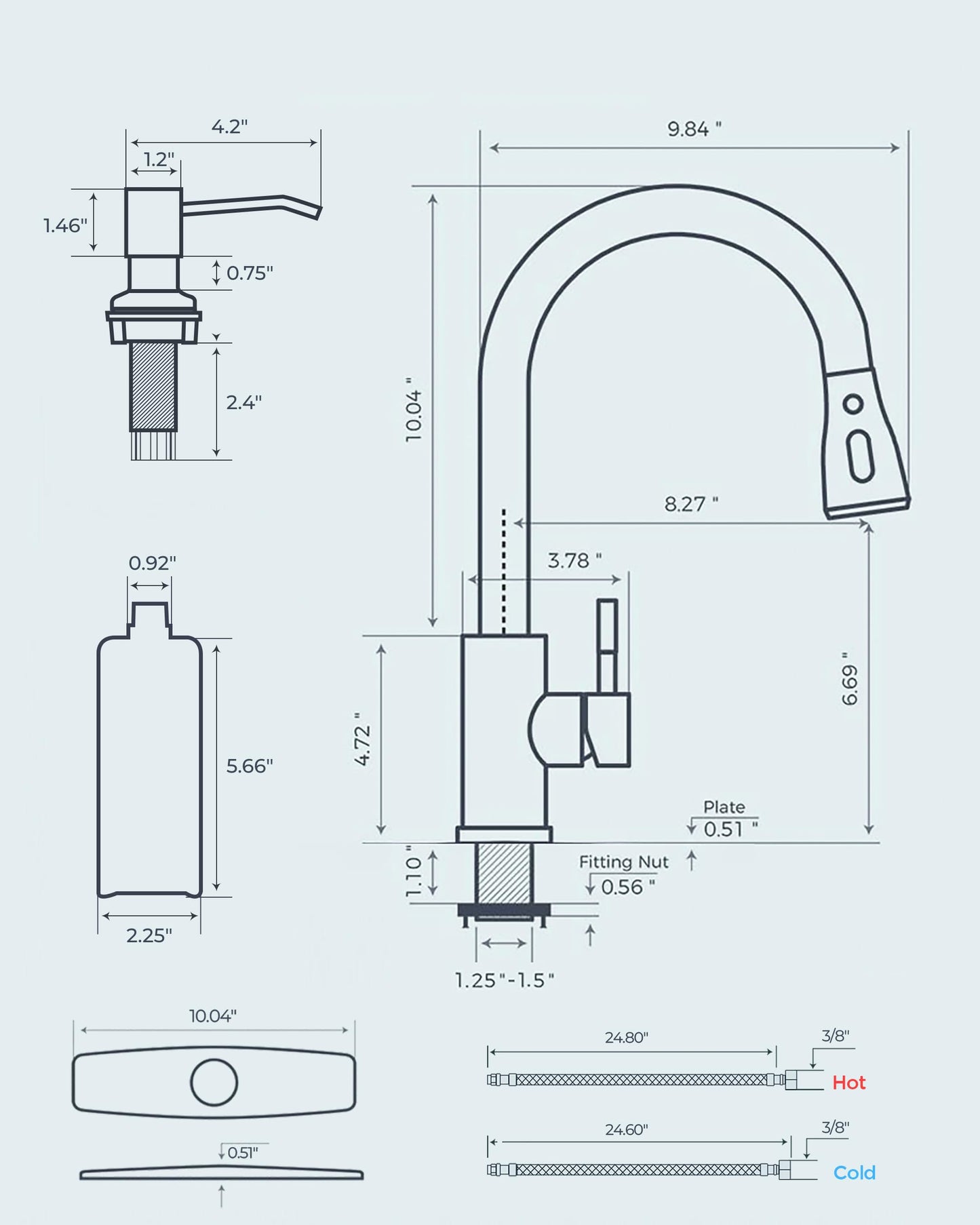 FORIOUS Grifo de Cocina con Dispensador de Jabón (Dorado)