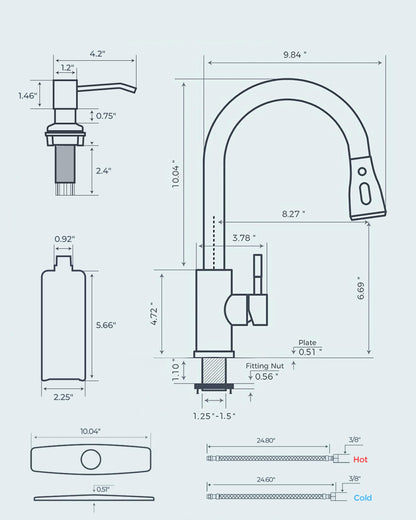 FORIOUS Grifo de Cocina con Dispensador de Jabón (Dorado)