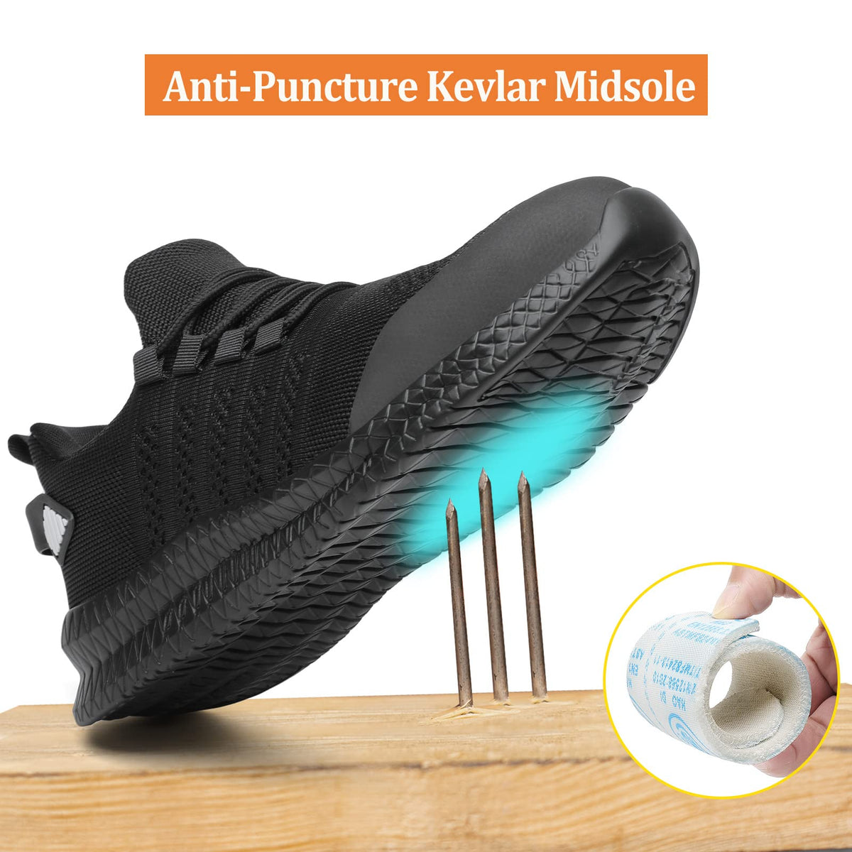 Steel Toe Shoes for Men and Women Comfortable Lightweight Work Safety Shoes Puncture Proof Slip Resistant Indestructible Sneakers Construction Work Utility Black M13