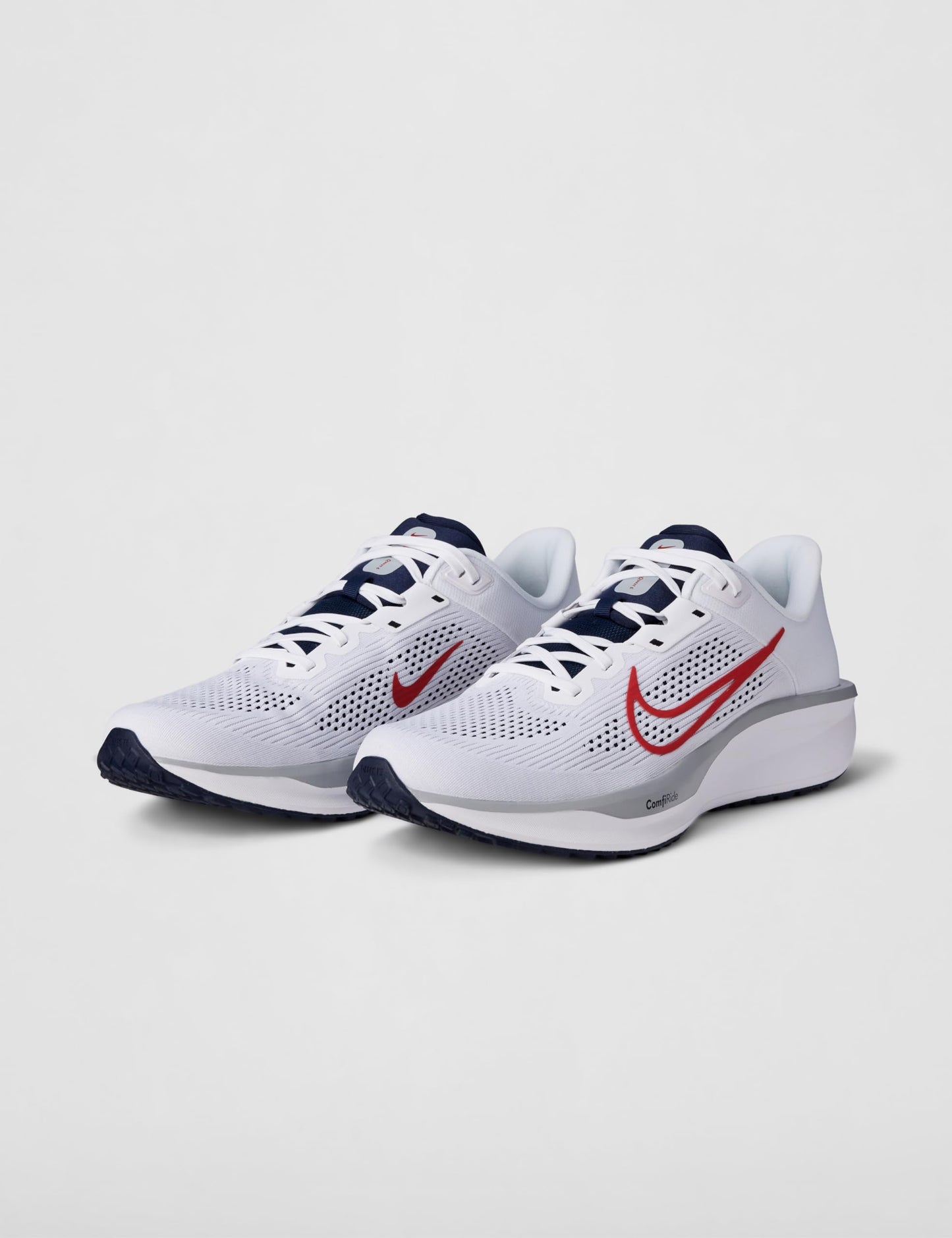 Nike Men's Quest 6 Road Running Shoes, White/University Red-Obsidian-Wolf Grey