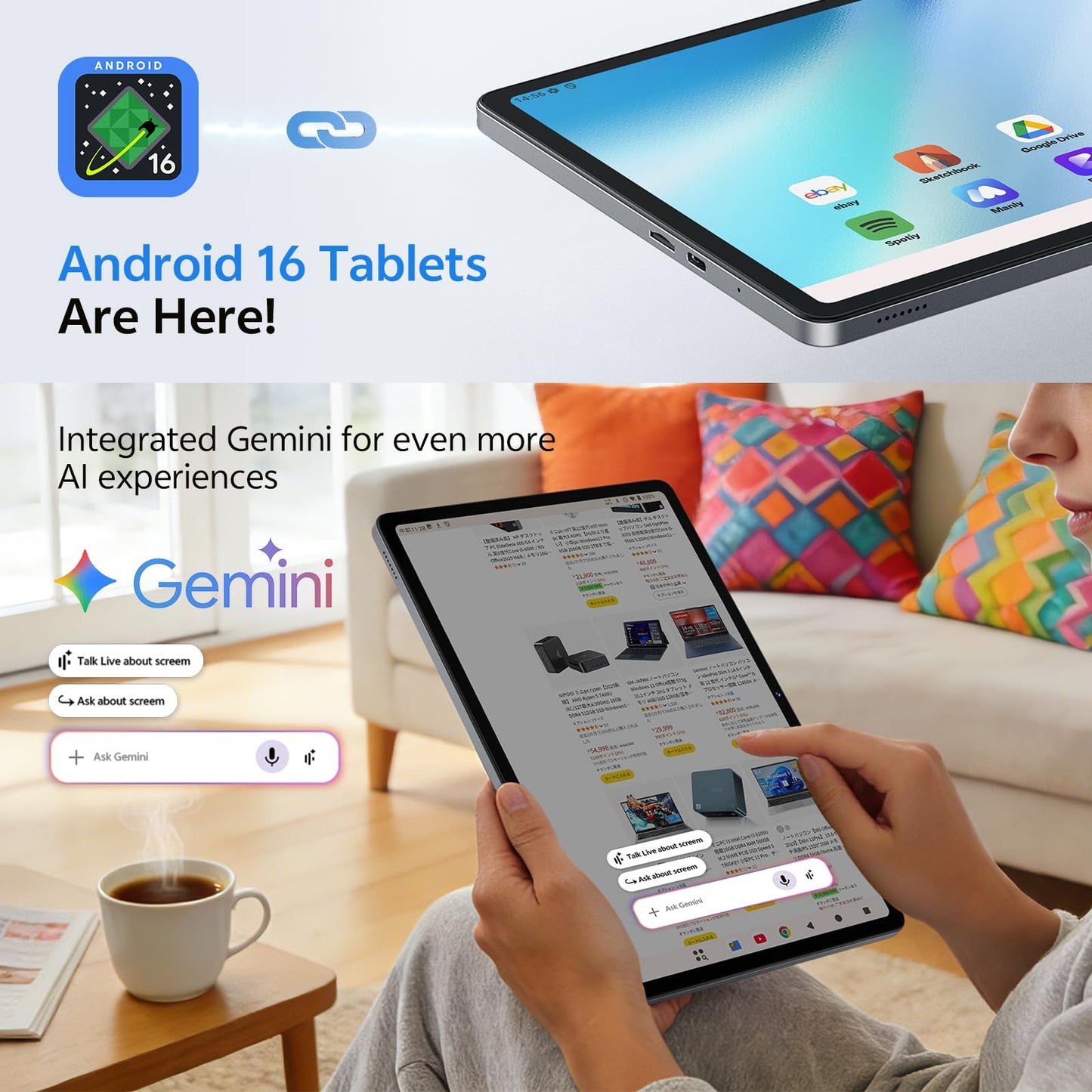 Frameflow Tablet 11 inch, Android 16 Tablet with Octa-Core Processor, 20GB RAM 128GB ROM 1 TB Expandable, 1280x800 IPS Touch Screen, GPS, 8H Battery, WiFi 6, BT 5.2, 8MP+13MP Dual Camera (Gray)