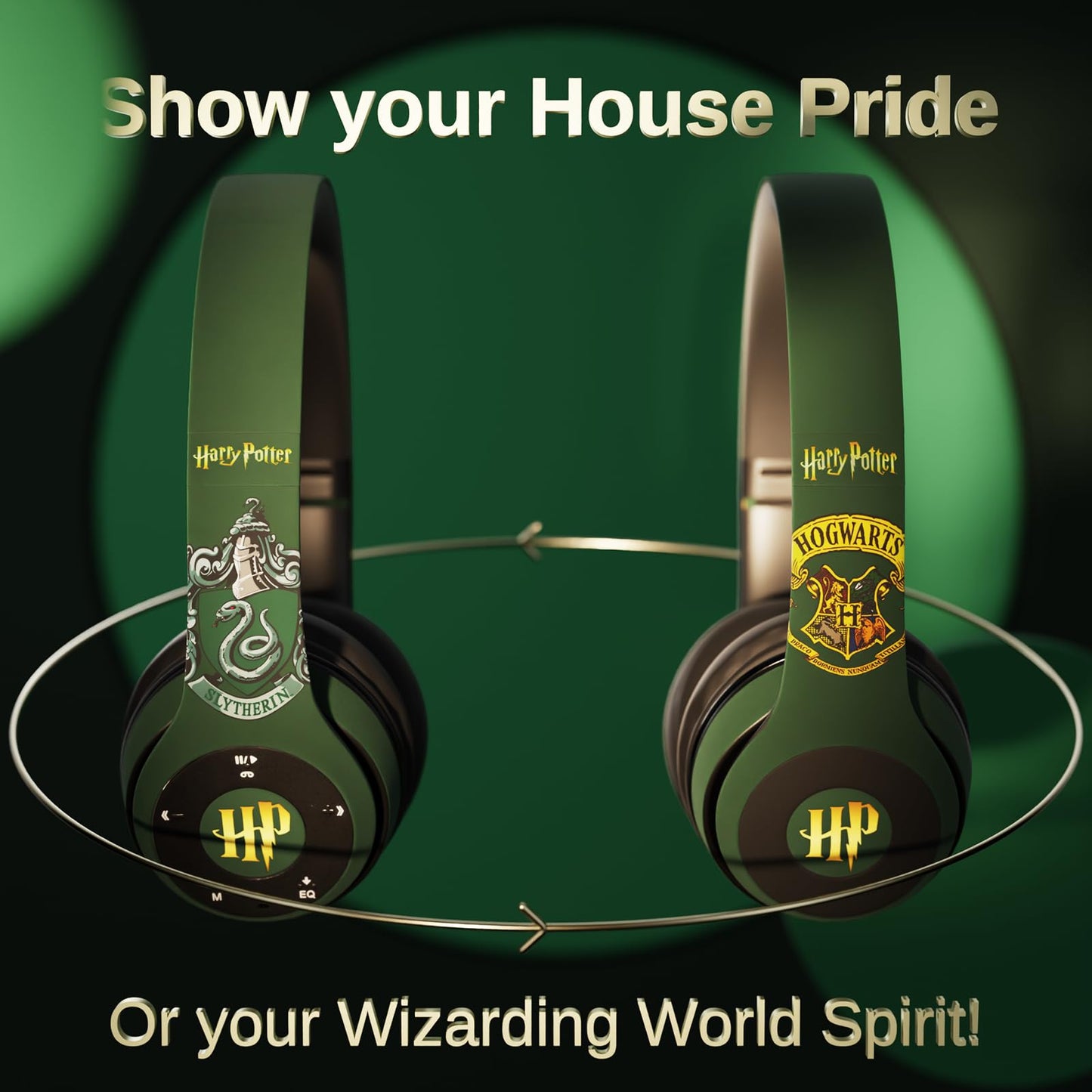 iJoy Harry Potter Slytherin Bluetooth Headphones with Built in Mic | Officially Licensed Wireless Headphones, Foldable Headset | Harry Potter Gifts for Women, Men, Teens, Kids & All Fans of Slytherin
