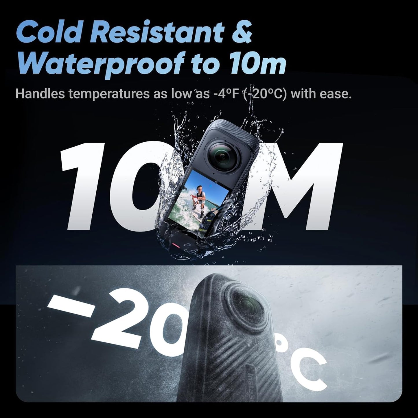 Insta360 X4 - Waterproof 360 8K Action Camera with 48MP Sensors, 5.7K 360 Video, 72MP 360 Photo, AI Editing, for Sports, Travel, Outdoors + 64GB Card + Cleaning Kit