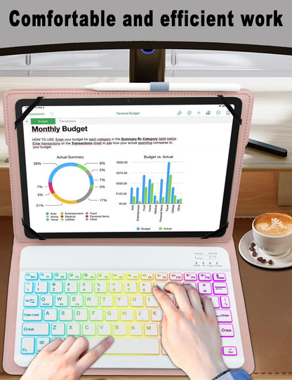 XCHYTECHER Funda con Teclado Universal para Tabletas (Rosa)