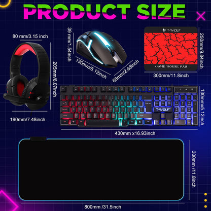 Vinsot Paquete de Accesorios Luminosos para Juegos de PC (6 en 1)