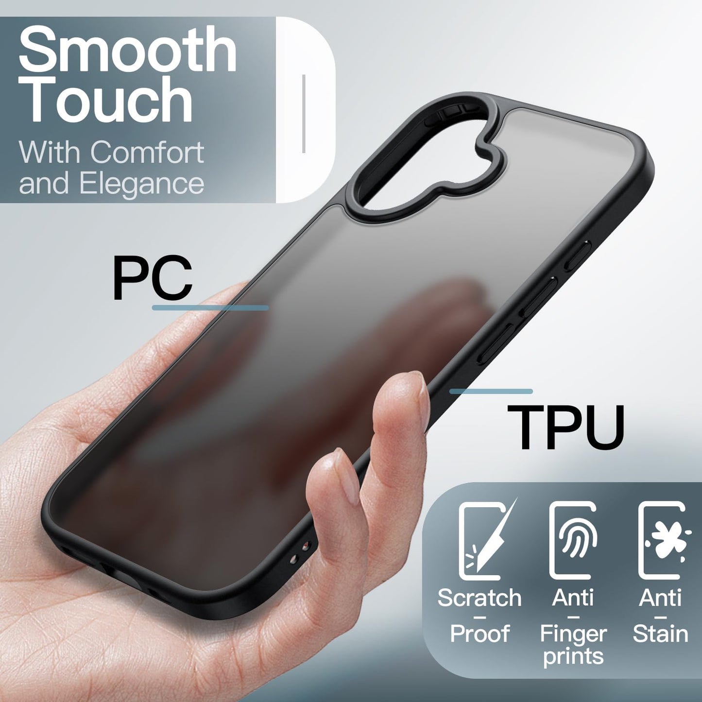 JETech Funda Mate para iPhone 17 de 6.3 Pulgadas (Negro)