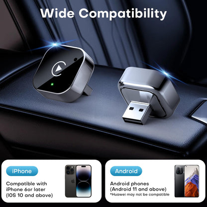 Adaptador Inalámbrico 2 en 1 para CarPlay y Android Auto (Negro)