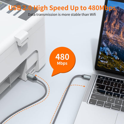 JXMOX Cable de Impresora USB B a USB C (Paquete de 2 / 6.6 pies)