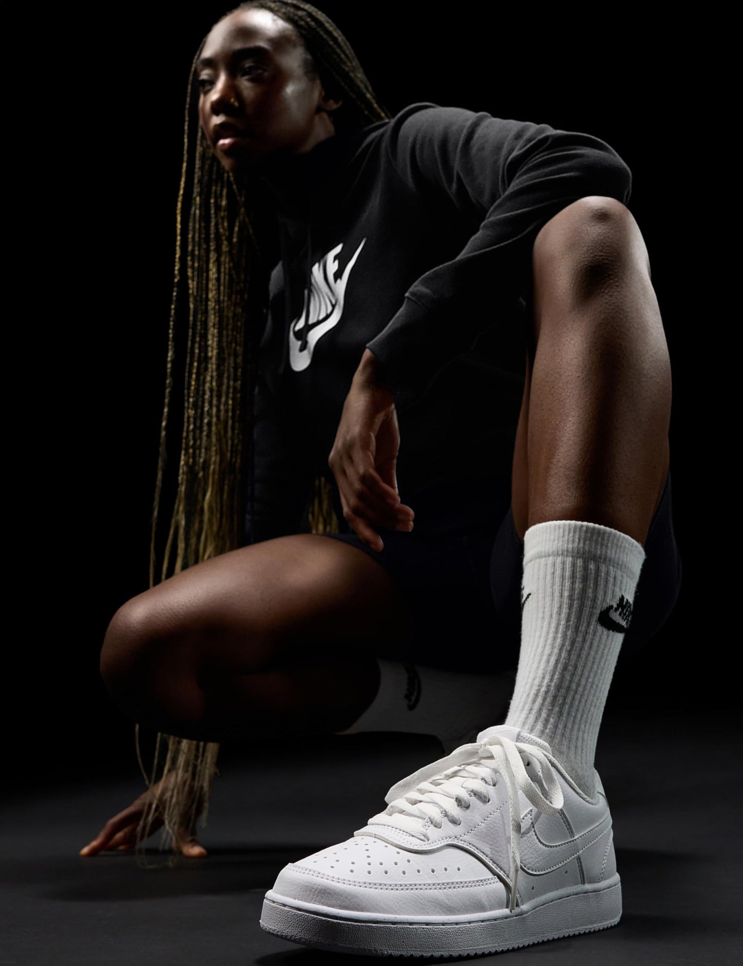 Nike Women's Court Vision Low Next Nature Shoes, White/White-White