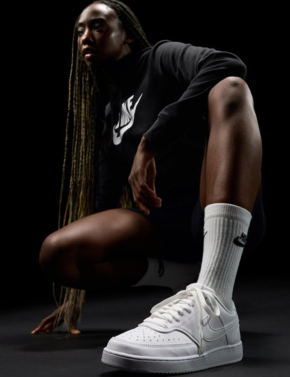 Nike Women's Court Vision Low Next Nature Shoes, White/White-White