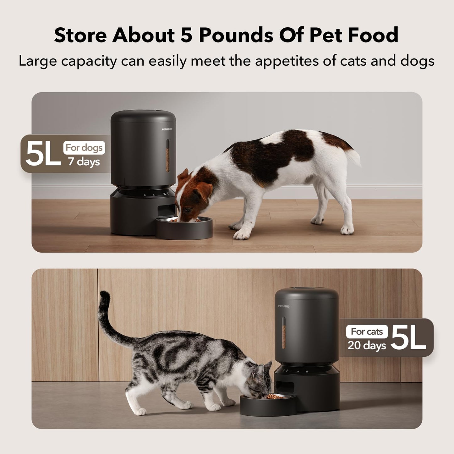 PETLIBRO Comedero Automático para Mascotas (5L / Negro Granary)