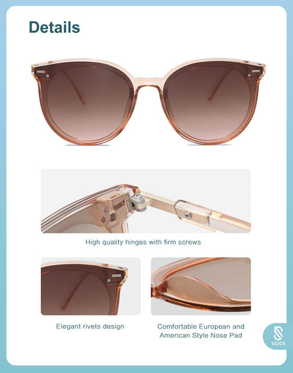 SOJOS Gafas de Sol Redondas Clásicas SJ2067 (Crystal Brown)