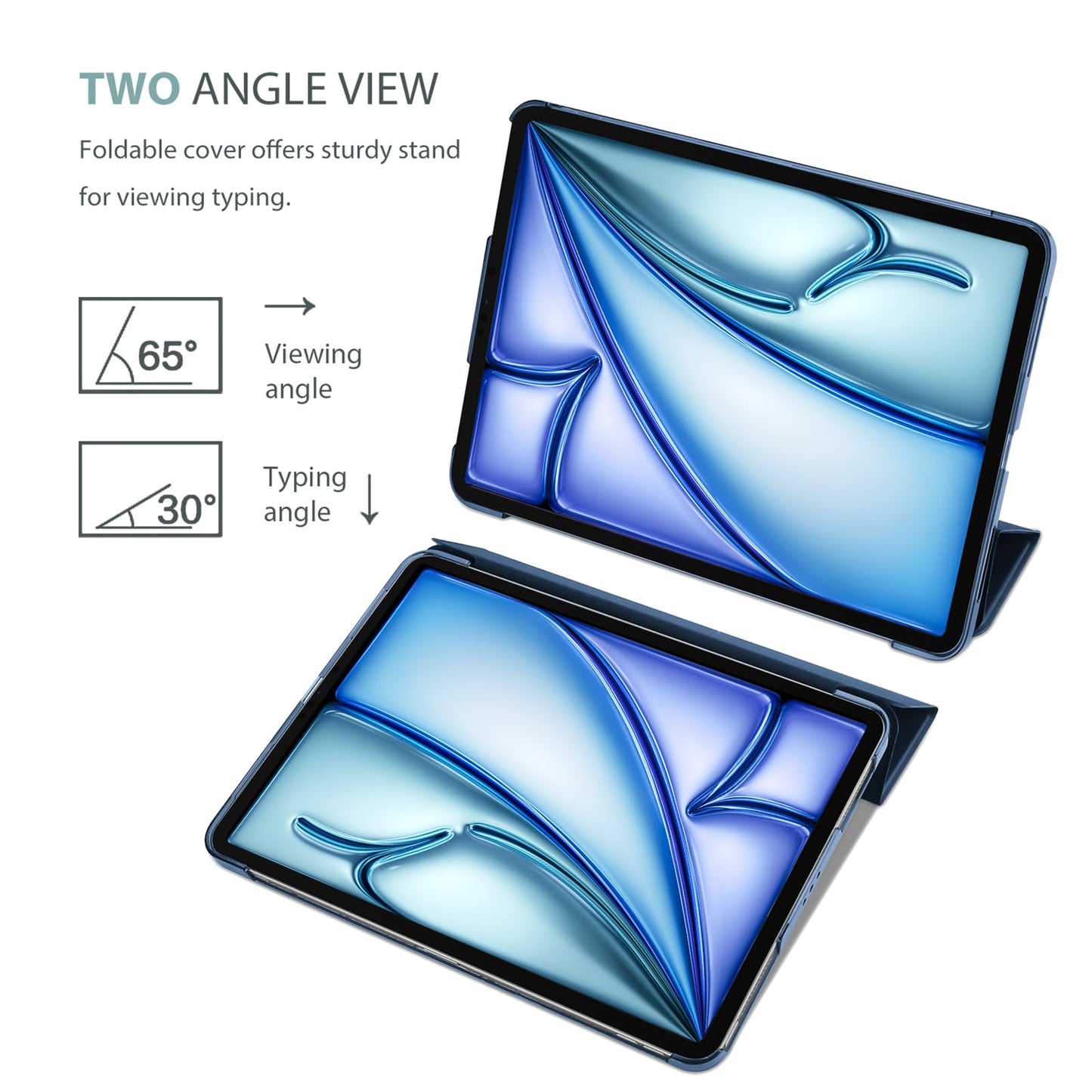 ProCase Smart Case for iPad Air 11-inch M4 (2026, 8th Gen) / M3 (2025) / M2 (2024) & 10.9 Inch iPad Air 5th (2022) & 4th (2020) – Protective Hard Back Cover with Auto Sleep/Wake - Navy