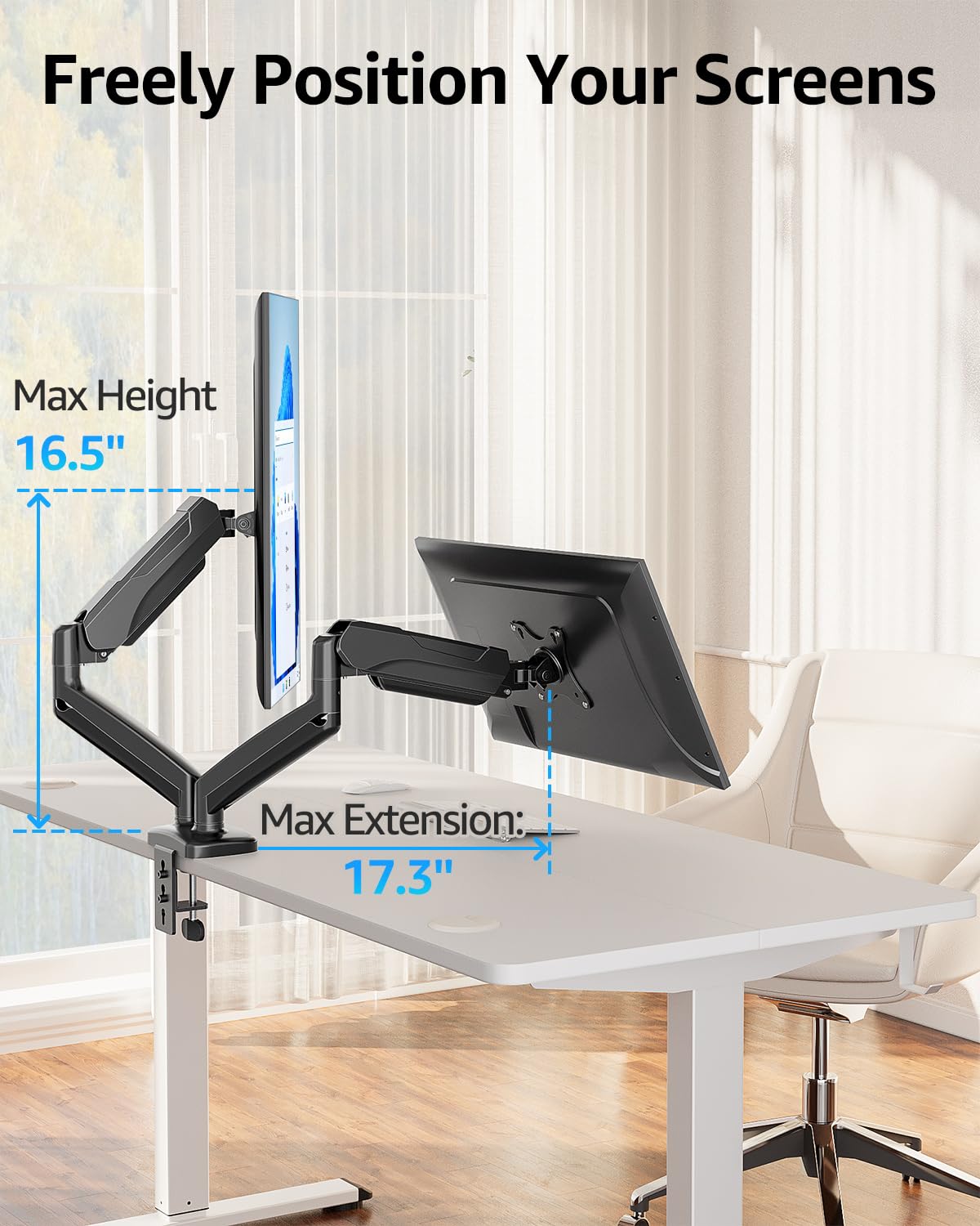 MOUNTUP Soporte para Monitor Dual (Altura Ajustable)