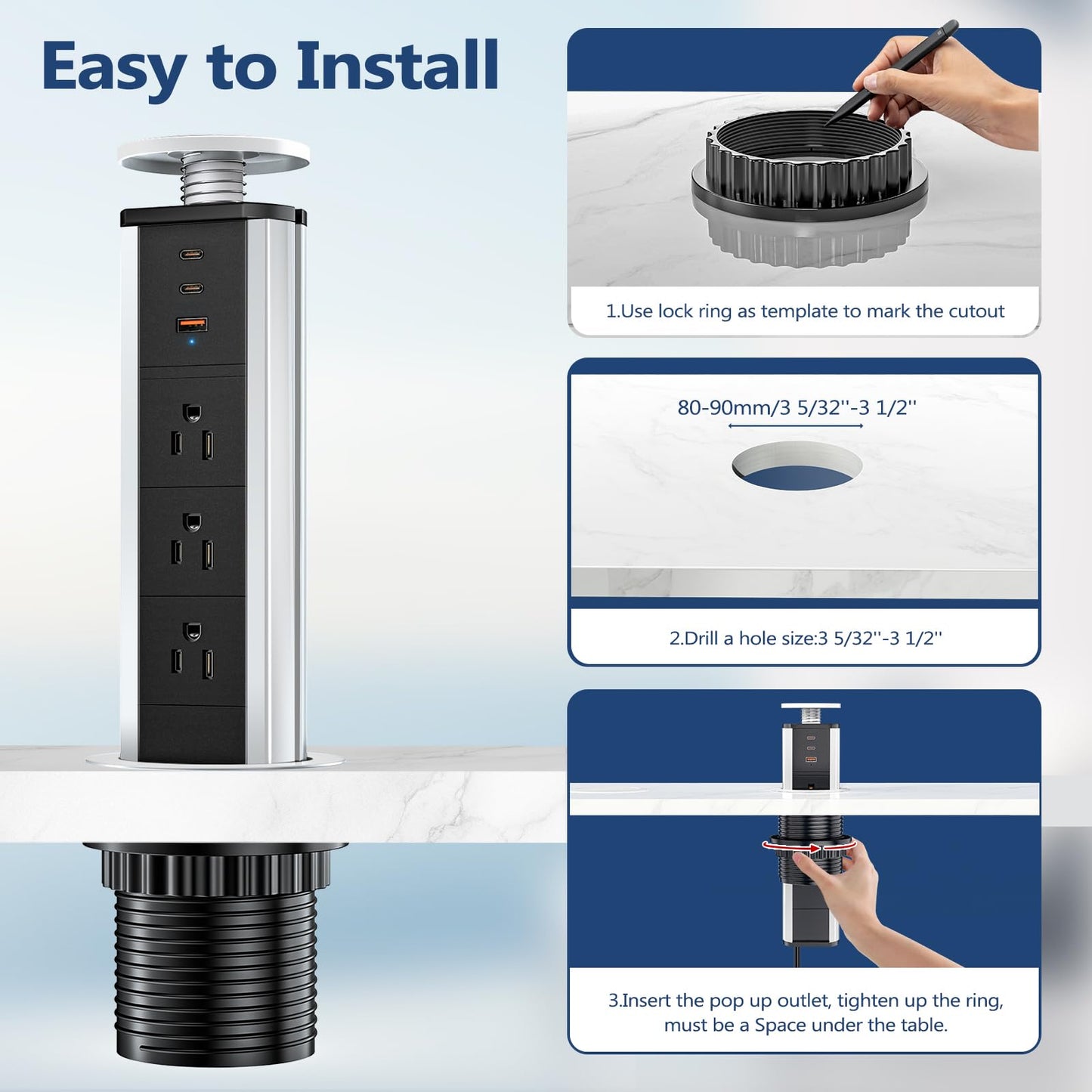 BTU Salida de Corriente Emergente para Encimera (20W / Negro y Plata)