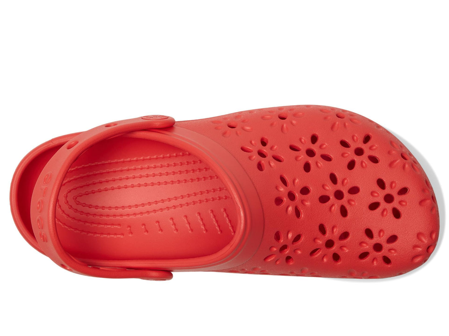 Crocs Classic Clogs with Floral Cut Out Design Cherry Red