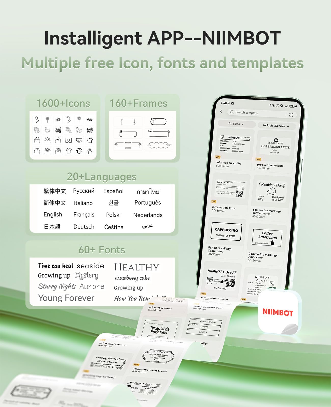 NIIMBOT Fabricante de Etiquetas B21 Pro (300DPI / Verde Pino)