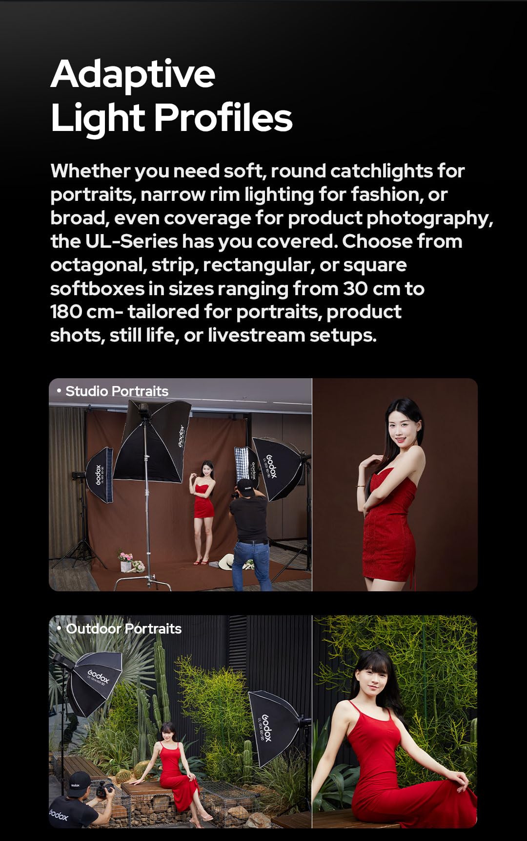 Godox Softbox UL-Octa60 23.6"/60cm Octagonal Softbox, Quick-Release Umbrella Design Bowens Mount Softbox with Grid & Deflector Plater, for LED Video & Photography Lighting