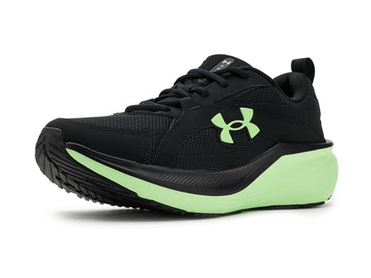 Under Armour Men's Charged+ Assert 11 Running Shoe, (003) Black/Black/Lumos Lime, US