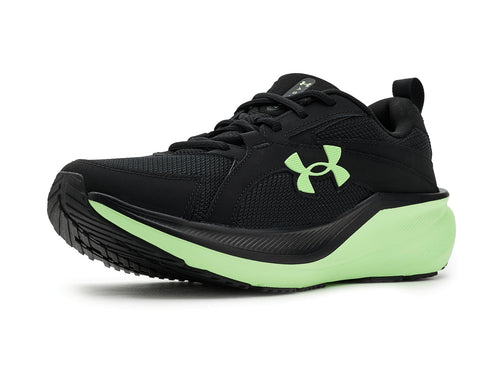 Under Armour Men's Charged+ Assert 11 Running Shoe, (003) Black/Black/Lumos Lime, US