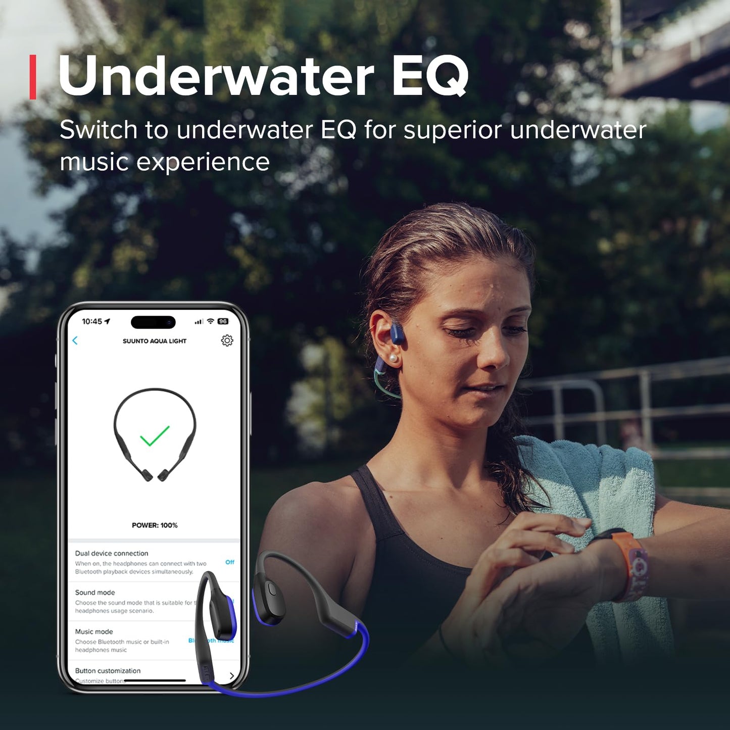 SUUNTO Audífonos de Natación Aqua Light de Conducción Ósea (32GB / Tidal Black)