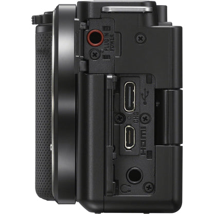 Sony ZV-E10 Mirrorless Camera Kit with 16-50mm II Power Zoom Lens (Black) | APS-C Sensor | Compact Creator Tool + 64GB Card + Bag + Card Reader + HDMI Cable + Flex Tripod + Hand Strap + More