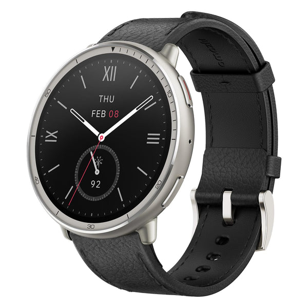 Amazfit Active 2 Premium Smart Watch Fitness Tracker (Round) for Android & iPhone, 10 Day Battery, Water Resistant, GPS Maps, Heart & Sleep Monitor, HYROX Mode, Sapphire Glass, Leather + Sport Strap