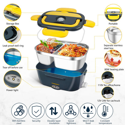 LETAAKA Lonchera Eléctrica y Calentador de Alimentos 3 en 1 (80W)