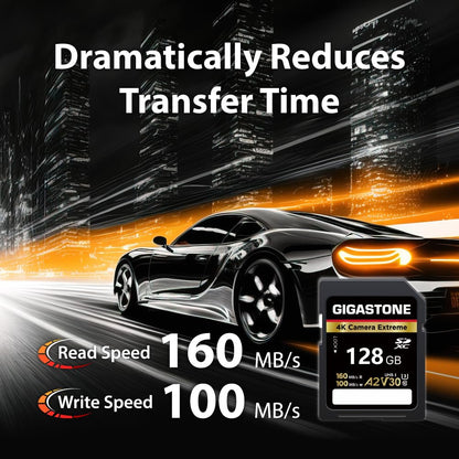 【5-Years Data Recovery】 GIGASTONE 128GB SD Card, 4K Camera Extreme, A2 V30 U3 C10 SDXC Memory Card High Speed, Compatible with Canon Kodak Olympus Digital Camera