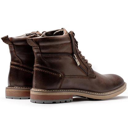 Arkbird Mens Boots Motorcycle Combat Boots Genuine Leather Dress Boot Casual Zipper Fashion Boots for Men