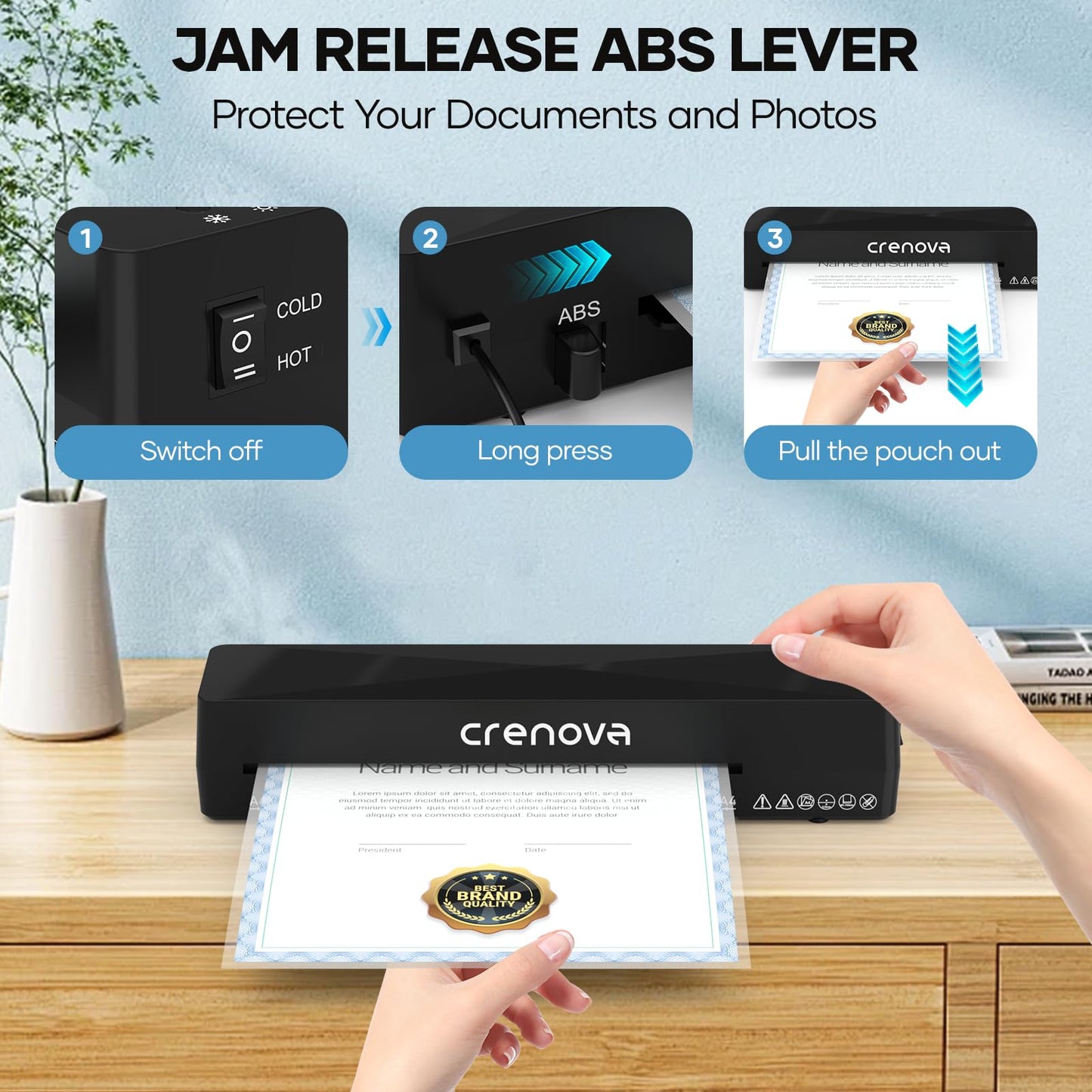 Crenova Máquina Laminadora (9 Pulgadas / Negro)