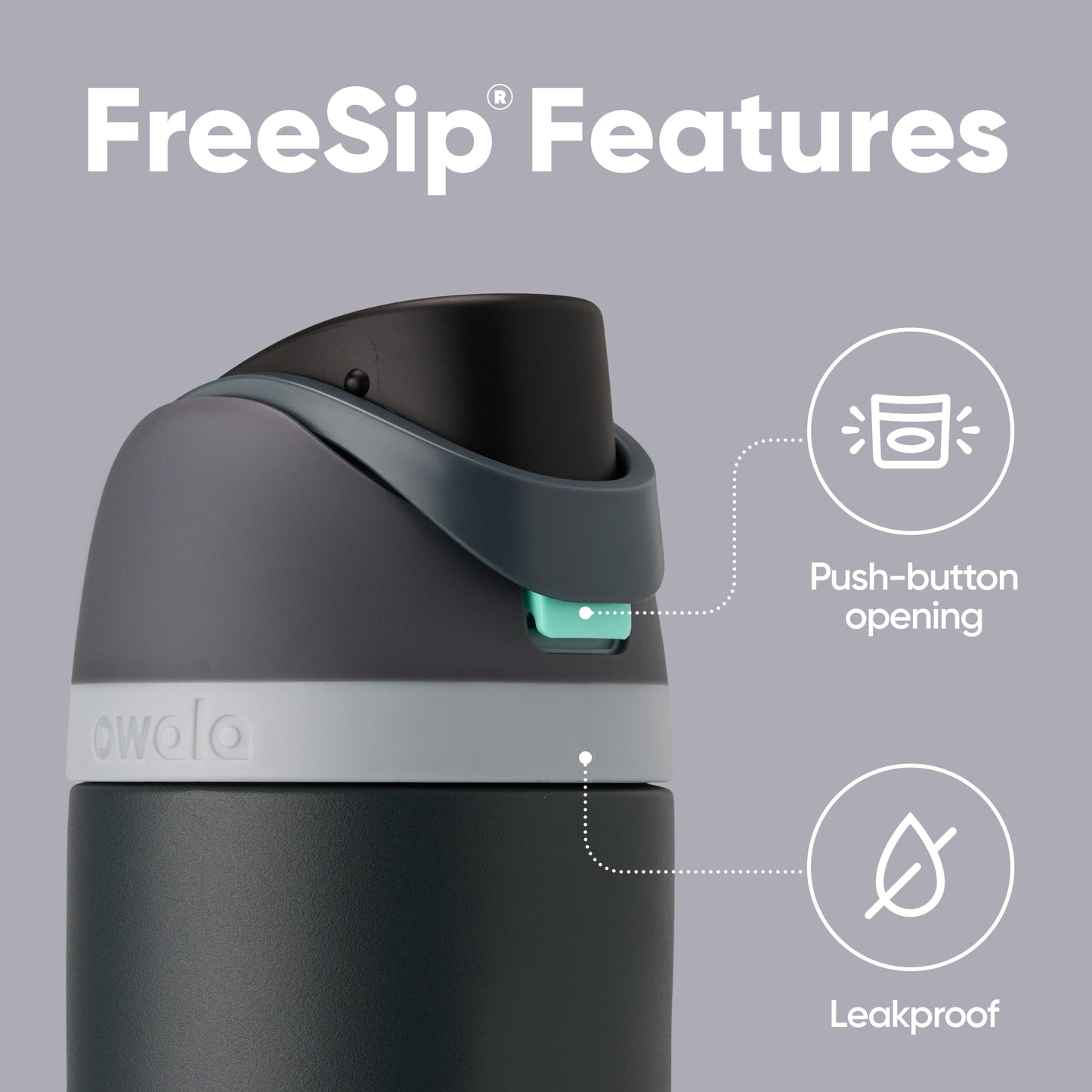 Owala Botella de Agua Aislada FreeSip de 24 oz (Marea Nebulosa)