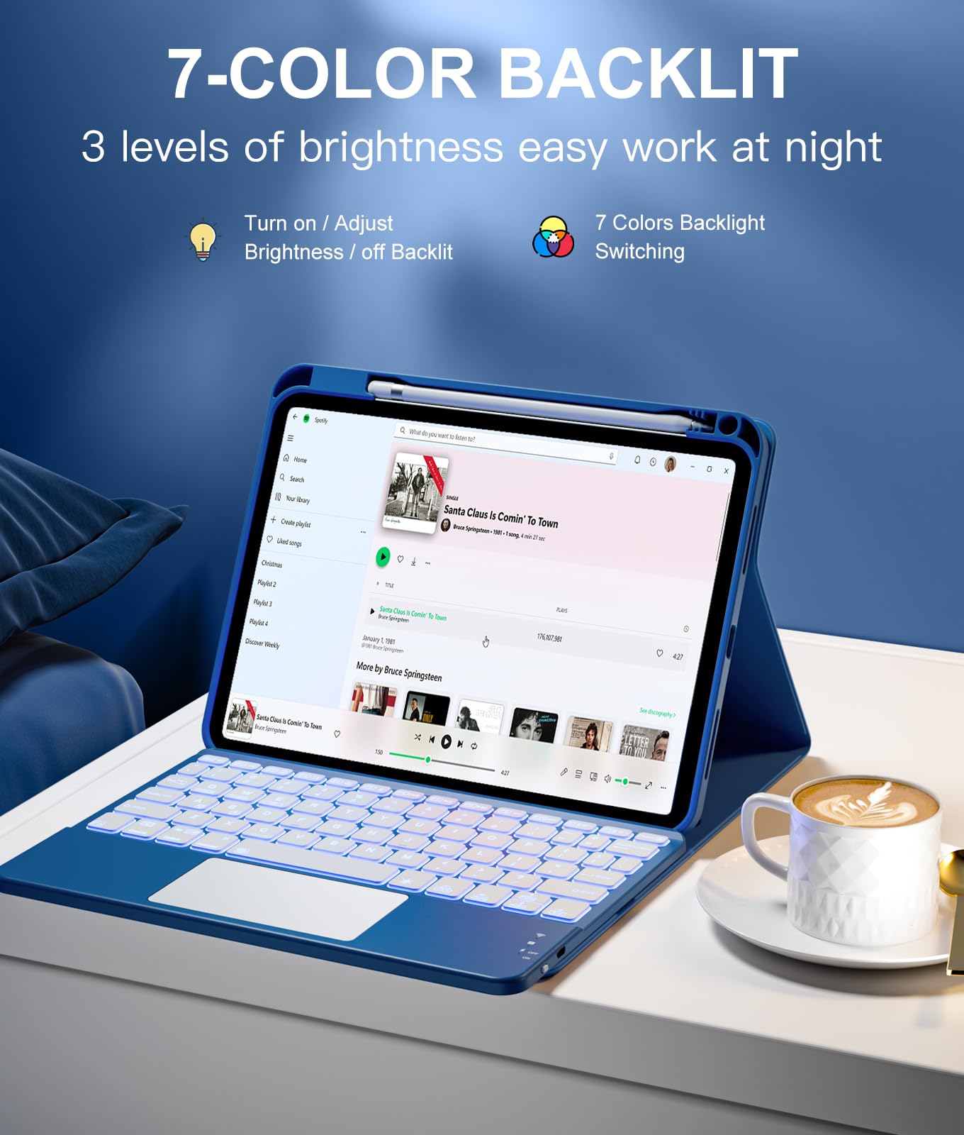 Harvopu Funda con Teclado para iPad 11ª/10ª Gen (Azul Marino)