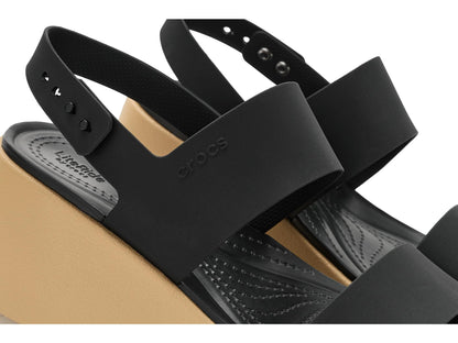 Crocs Womens Brooklyn Sky Sandals, Wedge Sandals, Black/Cashew