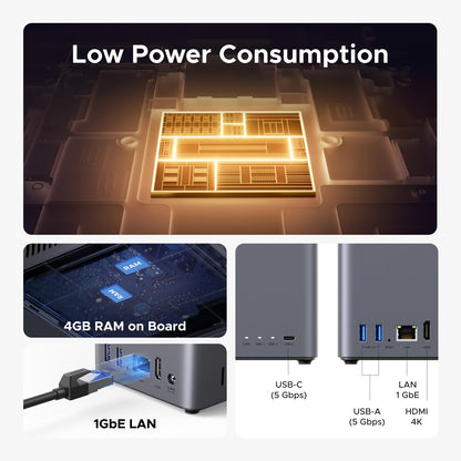 UGREEN Almacenamiento NAS de Escritorio de 2 Bahías DH2300 NASync (4GB RAM / Sin Discos)