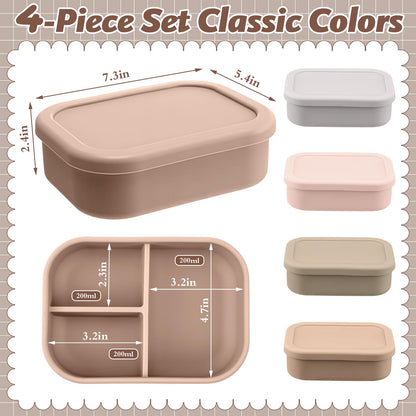 Honeydak Cajas Bento de Silicona (Paquete de 4 / Color Bohemio)