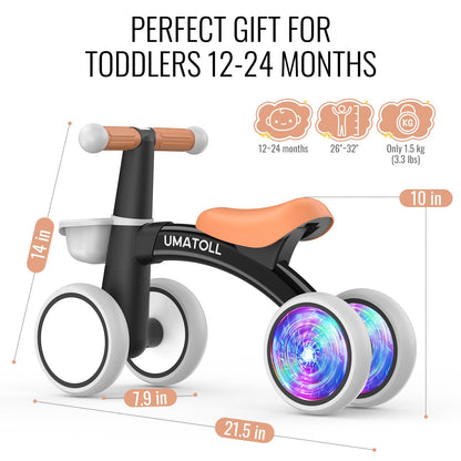 Umatoll Bicicleta de Equilibrio Iluminada para Bebés (12-24 Meses)