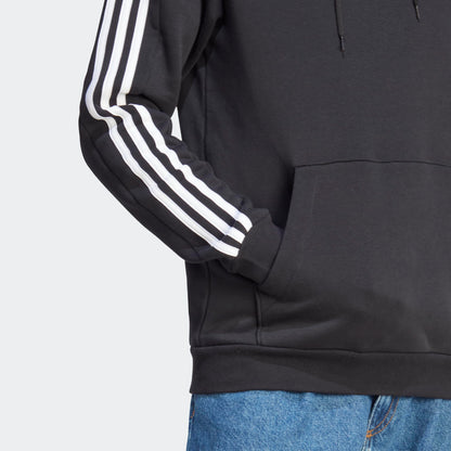adidas Sudadera con Capucha Essentials Fleece 3-stripes para Hombre (Negro / Talla L)