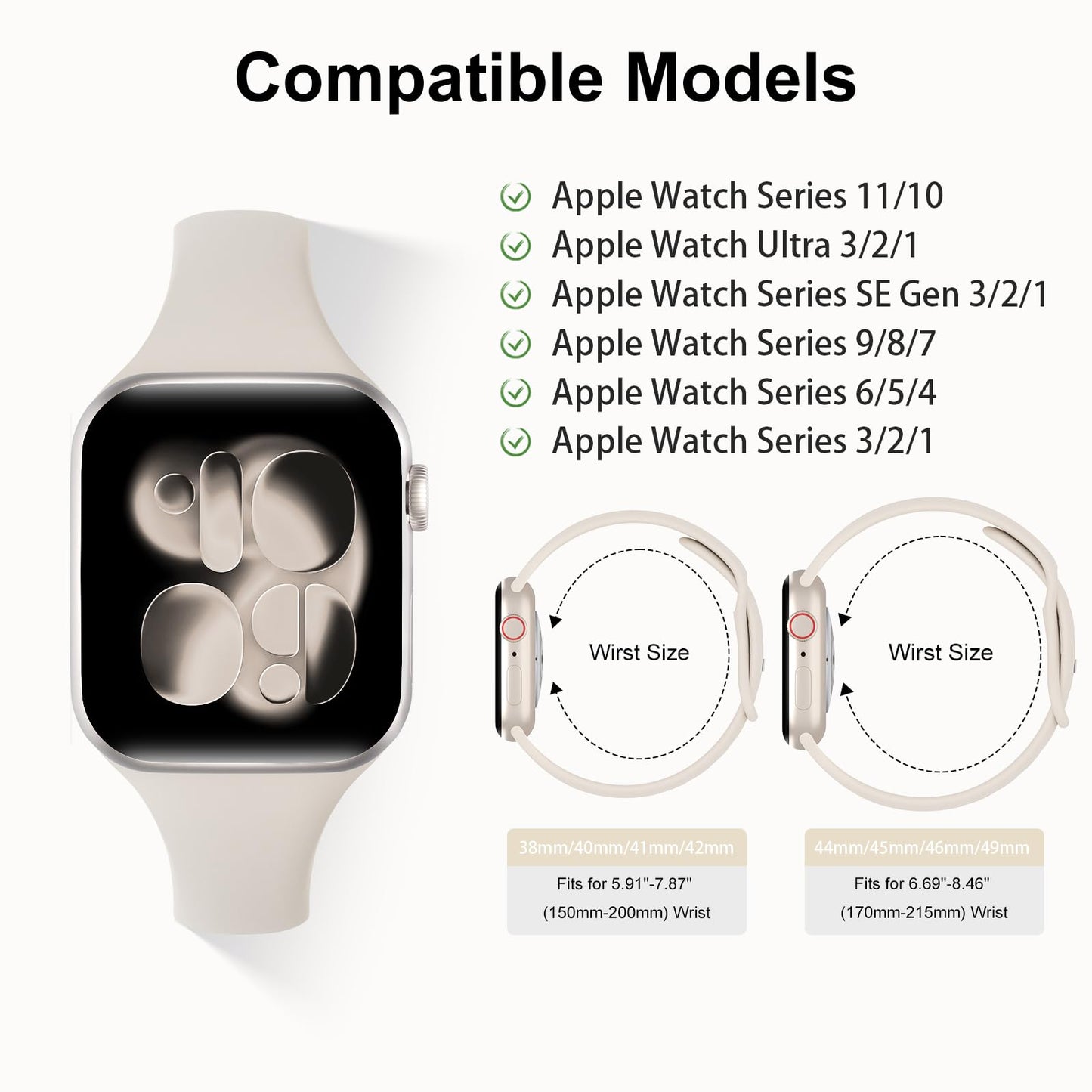 Correas Delgadas Deportivas de Silicona para Apple Watch (Paquete de 6)