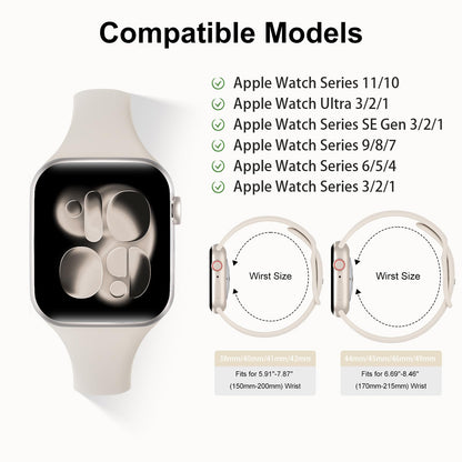 Correas Delgadas Deportivas de Silicona para Apple Watch (Paquete de 6)