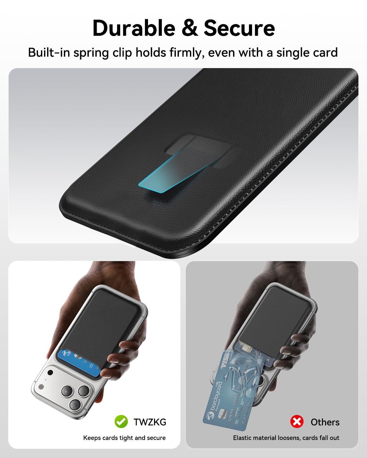 Billetera Magnética y Tarjetero Delgado para MagSafe (Negro)