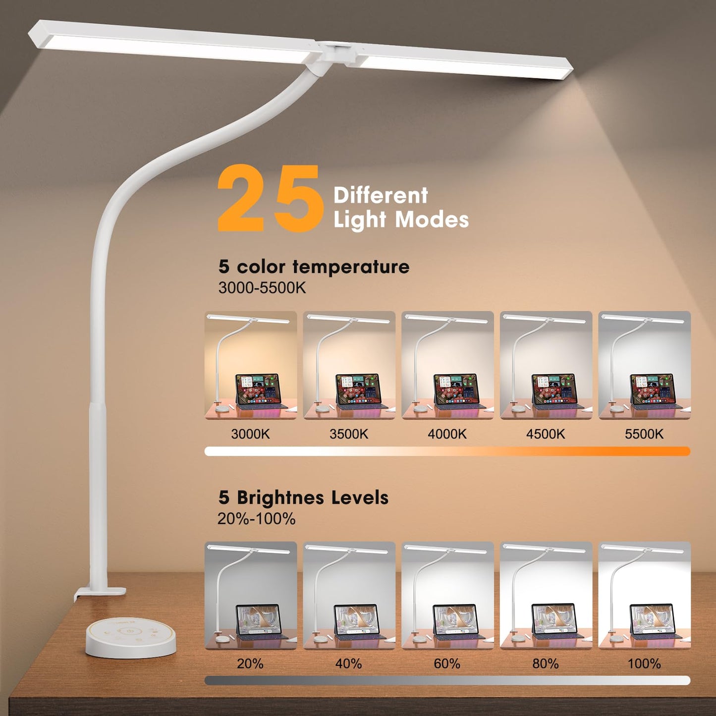 Pzloz Lámpara de Escritorio LED (24W / White)