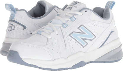 New Balance Women's 608 V5 Casual Comfort Cross Trainer, White/Light Blue