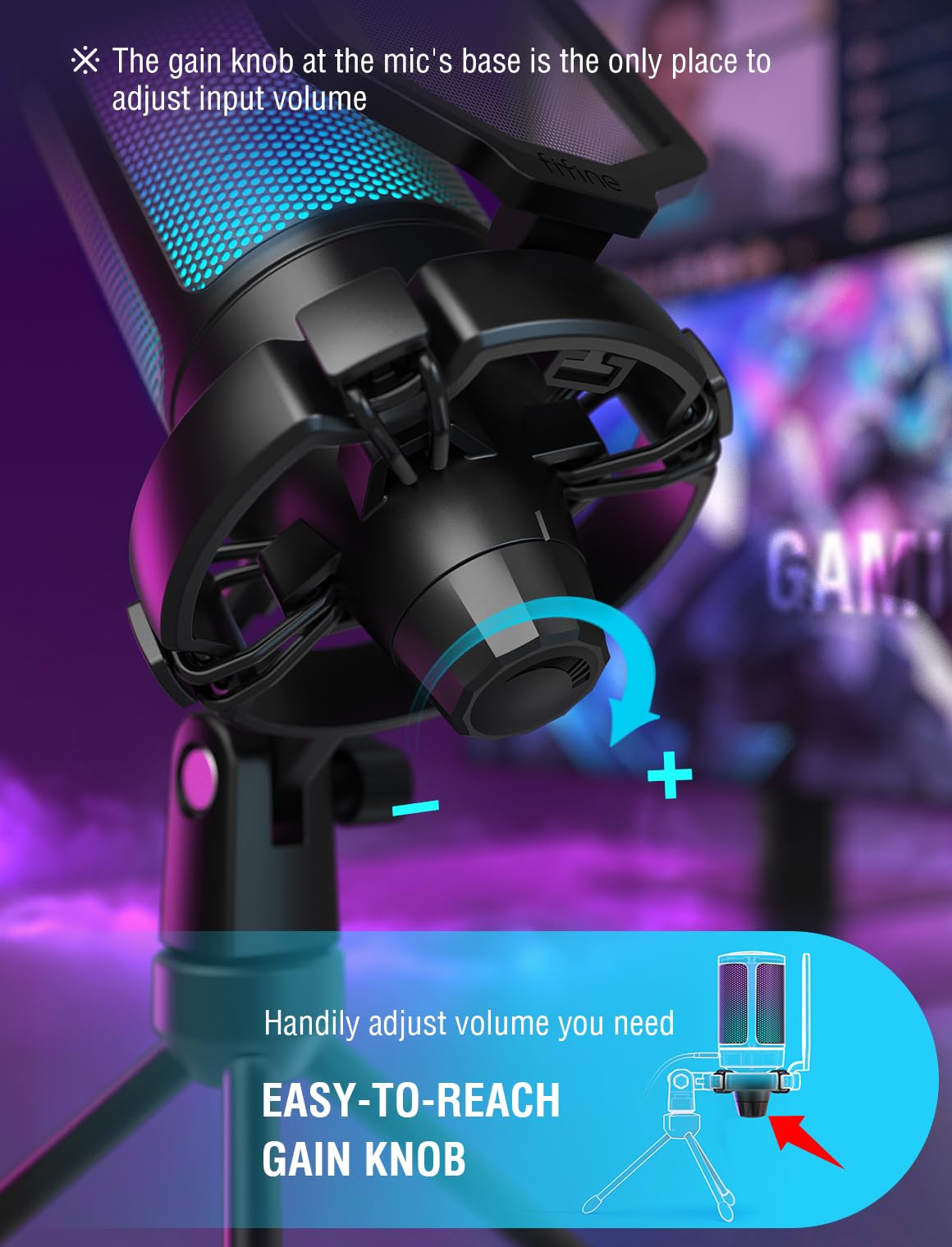 FIFINE Micrófono USB para Juegos AmpliGame (Para PC/PS5)