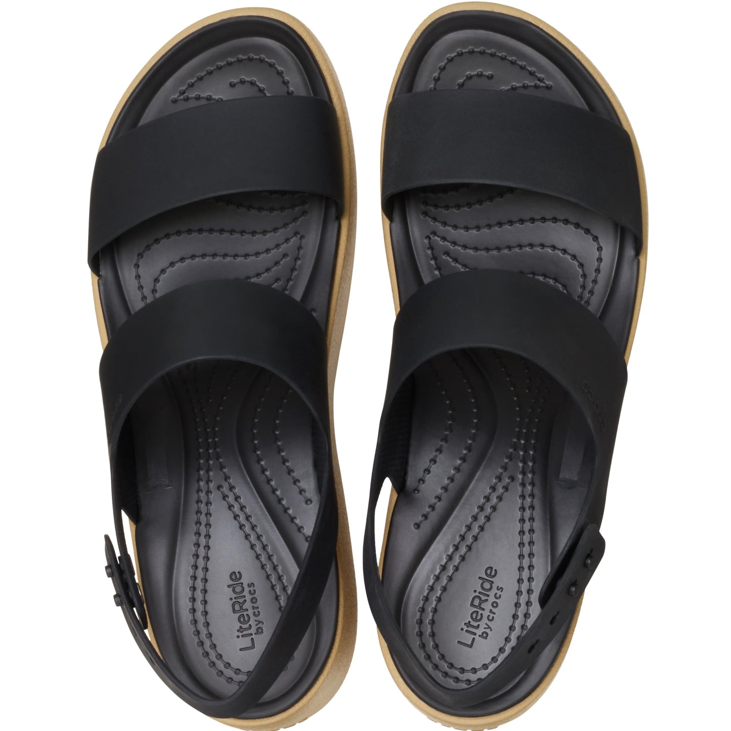 Crocs Womens Brooklyn Sky Sandals, Wedge Sandals, Black/Cashew