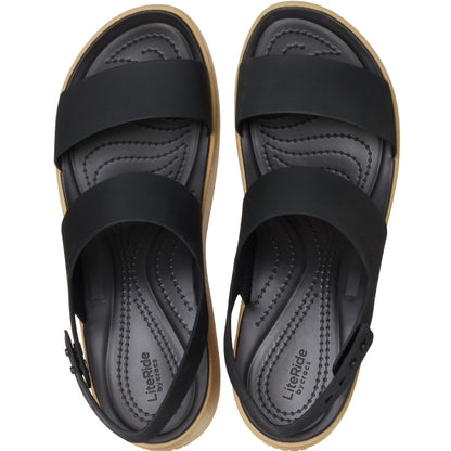 Crocs Womens Brooklyn Sky Sandals, Wedge Sandals, Black/Cashew