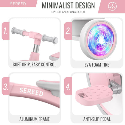 SEREED Triciclo para Niños Pequeños con Iluminación Colorida (Pink)