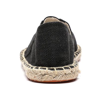 Mintzice Men's Solid Comfortable Slip on Canvas Espadrilles Flat Black
